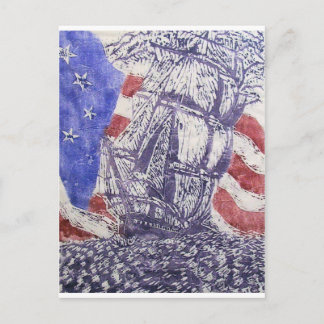 Holzschnitt Postkarte