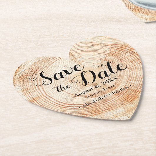 Holzschnitt rustikale Hochzeit Datum speichern Untersetzer (angewinkelt)