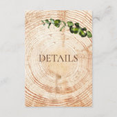 Holzschnitt-Scheiben-Grün Hochzeitsdetails QR-Code Begleitkarte (Vorderseite)