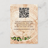 Holzschnitt-Scheiben-Grün Hochzeitsdetails QR-Code Begleitkarte (Rückseite)