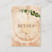 Holzschnitt-Scheiben-Grün Hochzeitsdetails QR-Code Begleitkarte (Vorderseite)