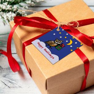 Holzschnitt-Schüssel mit einem Geschenk Schnee in Geschenkanhänger