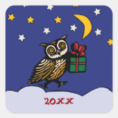 Holzschnitt-Schüssel mit einem Geschenk Schnee in Quadratischer Aufkleber (Vorderseite)