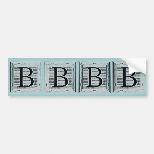 Holzschnitt Woodblock Initiale der Holztype-"B" Autoaufkleber (Vorne)