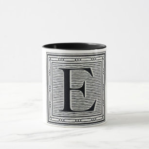 Holzschnitt Woodblock Initiale der Holztype-"E" Tasse