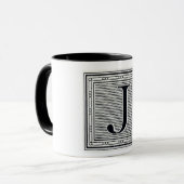 Holzschnitt Woodblock Initiale der Holztype-"J" Tasse (Vorderseite Links)