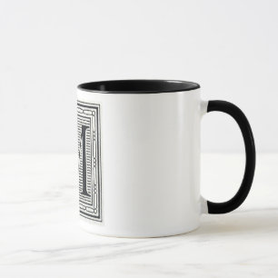Holzschnitt Woodblock Initiale der Holztype-"M" Tasse