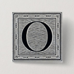 Holzschnitt Woodblock Initiale der Holztype-"O" Button