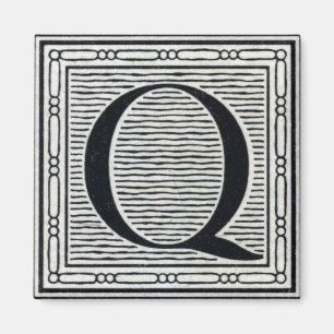 Holzschnitt Woodblock Initiale der Holztype-"Q" Magnet