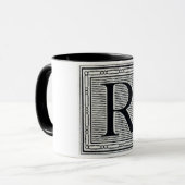 Holzschnitt Woodblock Initiale der Holztype-"R" Tasse (Vorderseite Links)