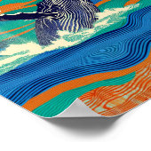 Holzschnittdruck Buckelwal Poster (Ecke)