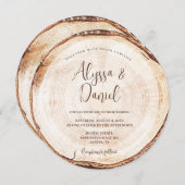 Holzschnitzel nach Maß Einladung Rustikale Hochzei (Vorne/Hinten)