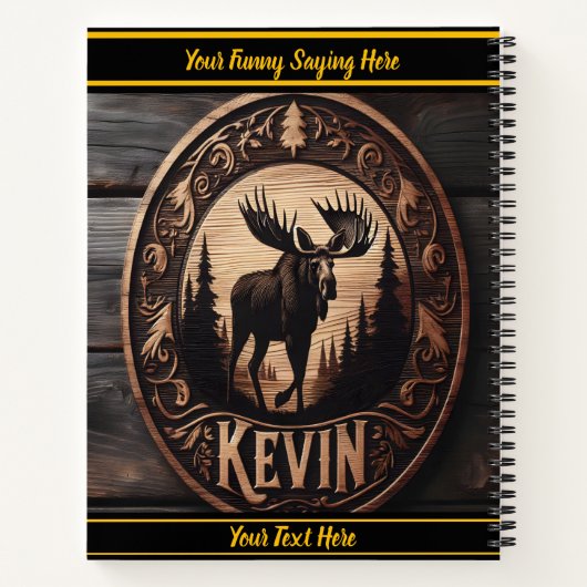 Holzschnitzen eines majestätischen Elchs Notizblock (Rückseite)