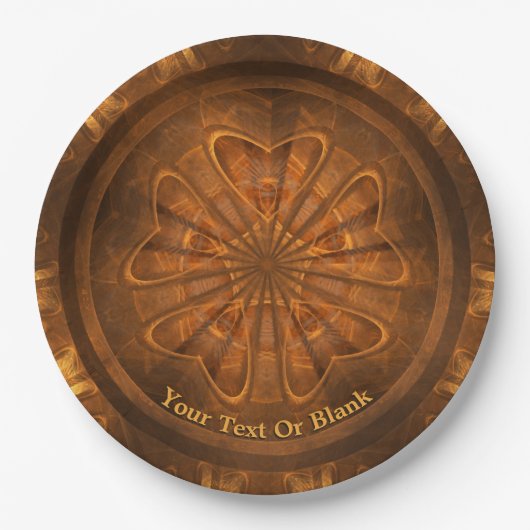 Holzschnitzen Pappteller (Vorderseite)