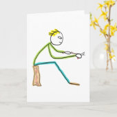 Holzschnitzender Stickman Karte (Gelbe Blume)
