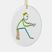Holzschnitzender Stickman Keramik Ornament (Rechts)