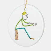 Holzschnitzender Stickman Keramik Ornament (Links)