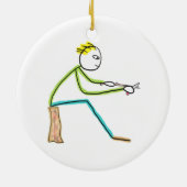 Holzschnitzender Stickman Keramik Ornament (Hinten)