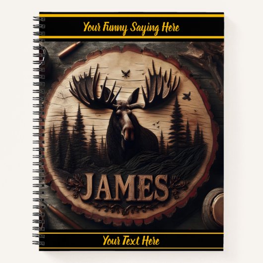 Holzschnitzerei aus Elche im Wald Notizblock (Vorderseite)