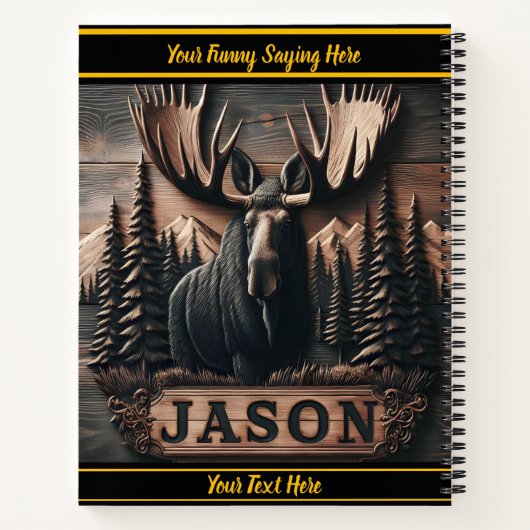 Holzschnitzereien aus Elche in dunklen Tönen Notizblock (Rückseite)