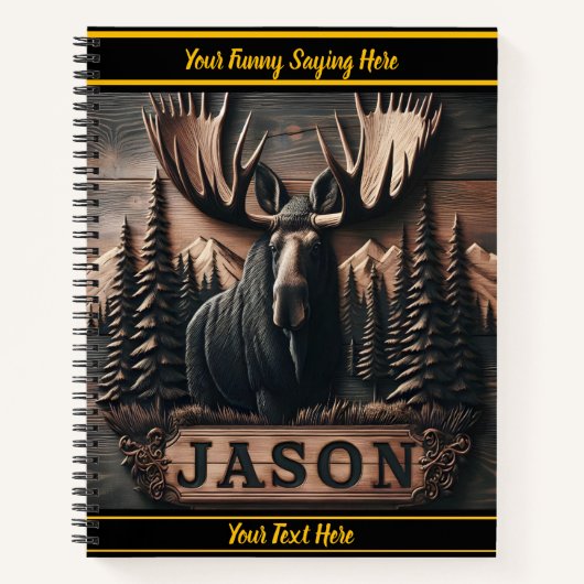 Holzschnitzereien aus Elche in dunklen Tönen Notizblock (Vorderseite)