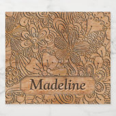 Holzschnitzereien Blumenmuster Personalisiert Bierflaschenetikett (Einzelnes Label)