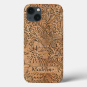 Holzschnitzereien Blumenmuster Personalisiert Case-Mate iPhone Hülle (Rückseite)