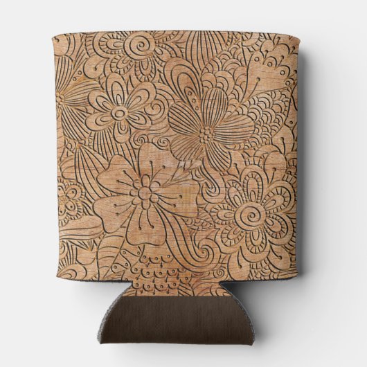 Holzschnitzereien Blumenmuster Personalisiert Dosenkühler (Rückseite)