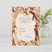 Holzschnitzereien Hochzeitskarte, modern Einladung (Stehend Vorderseite)