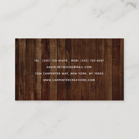 Holzschnitzwerk Visitenkarte (Rückseite)