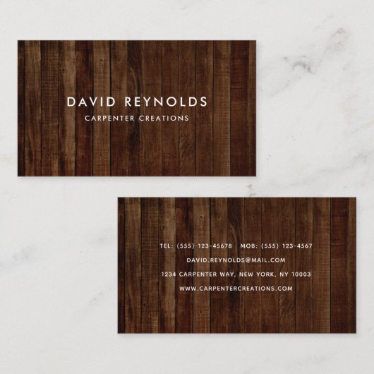 Holzschnitzwerk Visitenkarte (Vorne/Hinten)