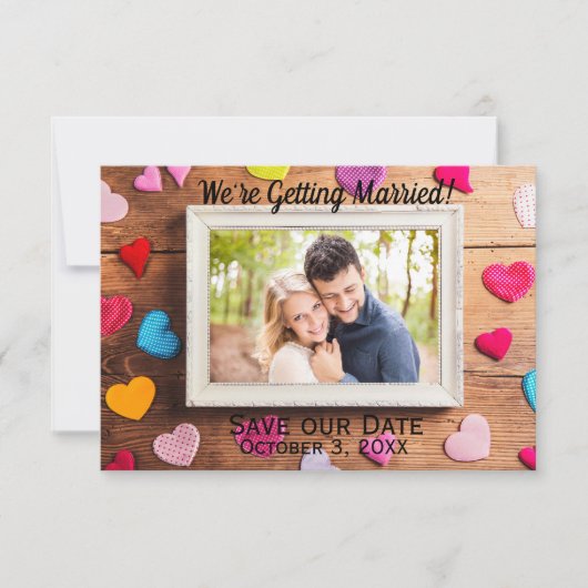 Holzschreibrahmen - 3x5 Rett unseres Datums Einladung (Vorderseite)