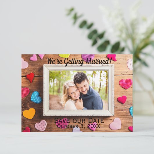 Holzschreibrahmen - 3x5 Rett unseres Datums Einladung (Stehend Vorderseite)