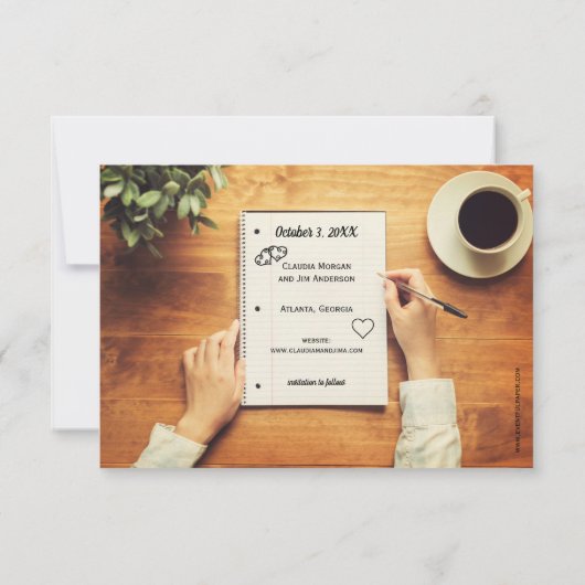 Holzschreibrahmen - 3x5 Rett unseres Datums Einladung (Rückseite)