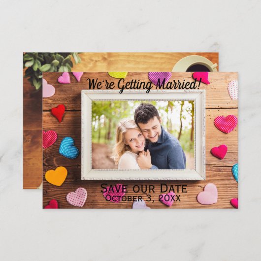 Holzschreibrahmen - 3x5 Rett unseres Datums Einladung (Vorne/Hinten)