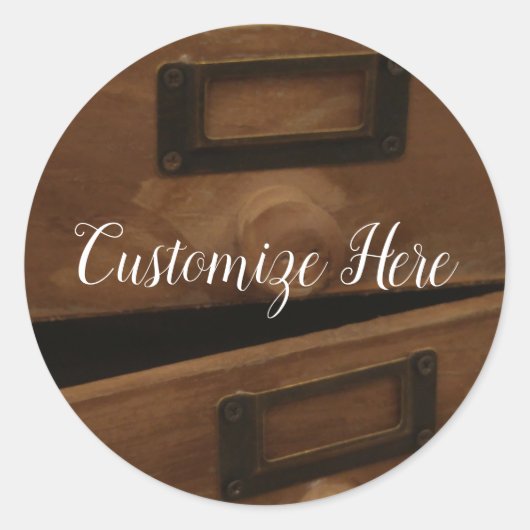 Holzschublade Runder Aufkleber (Vorderseite)