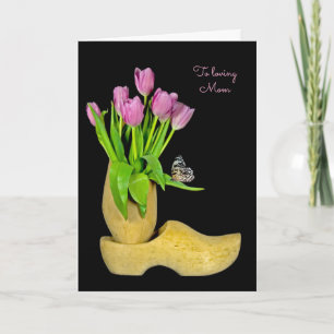Holzschuhe und Tulpen zum Muttertag Karte