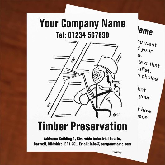 Holzschutz Cartoon-Design Flyer