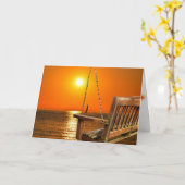 Holzschwung mit Sonnenuntergang über Seeszene Karte (Gelbe Blume)