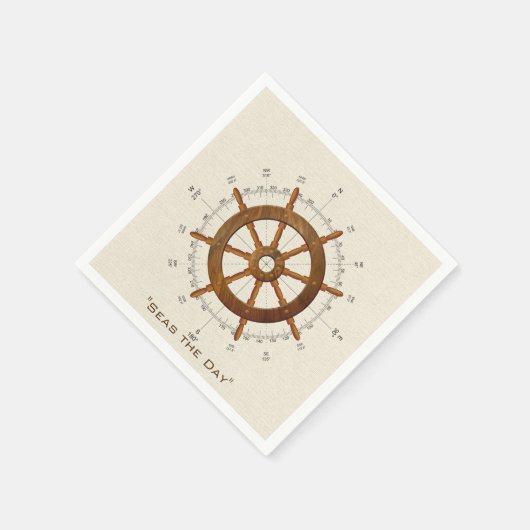 Holzseegelhelm und -kompass serviette (Ecke)