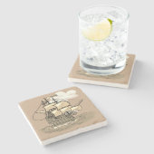 Holzseeschiff Steinuntersetzer (Seitenansicht)