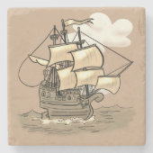 Holzseeschiff Steinuntersetzer (Vorderseite)