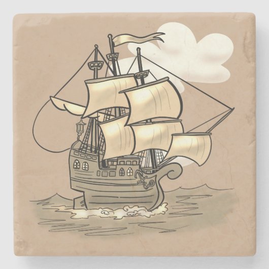 Holzseeschiff Steinuntersetzer (Vorderseite)