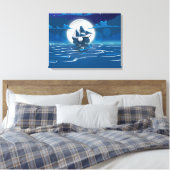 Holzsegel-Reise im Mondlicht Leinwanddruck (Insitu (Schlafzimmer))