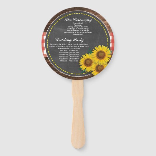 Holzsonnenblumenkhalle Hochzeitsprogramm Handfan Fächer (Rückseite)