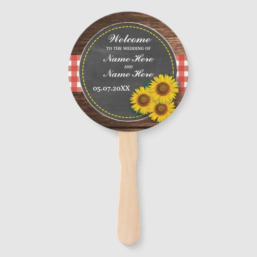 Holzsonnenblumenkhalle Hochzeitsprogramm Handfan Fächer (Vorderseite)
