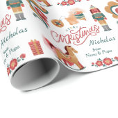 Holzspielzeuge Frohe Weihnachten Personalisiert Geschenkpapier (Rolleneckpunkt)