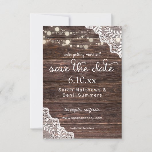 Holzspitze & Lichterketten Save The Date V2 (Vorderseite)