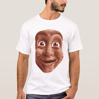 Holzstäbchenmaske mit ausdrucksvollem Lächeln T-Shirt