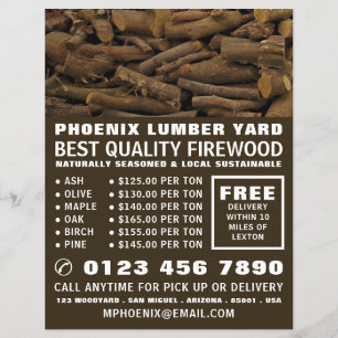 Holzstammstapel, Holzhandlung/Werbeholz Flyer